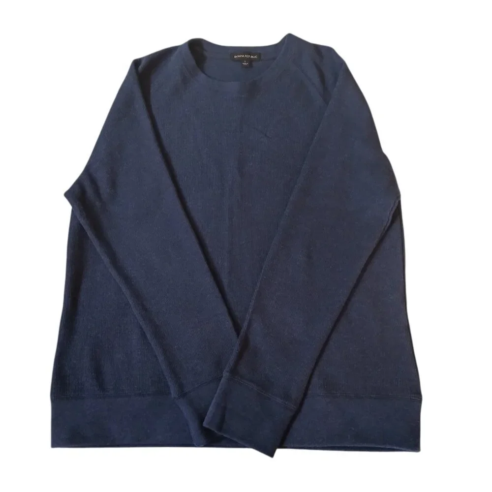 Banana Republic navy cotton blend crewneck sweater men's size L